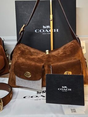Coach Suede Haversack bag warm brown